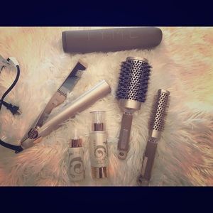 Tyme 2 in one iron & curler plus hair products